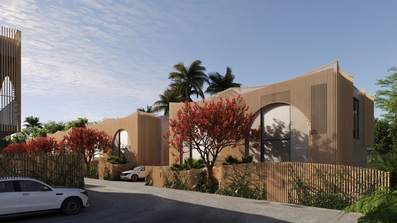 Architectural render of the street elevation at Rise Villas, Phuket